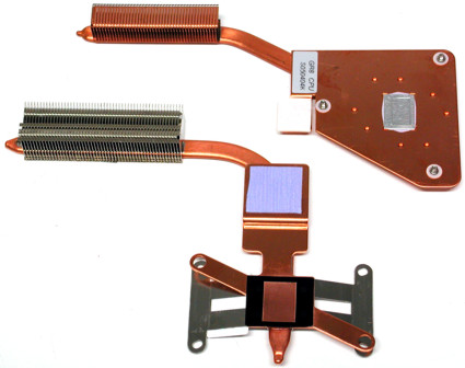 - охолоджуючого контуру (сплющена мідна трубка);   - термопластини і вентилятор (кулер) на процесорі і мосту;   - радіатор, від якого виводиться тепло через вентиляційні отвори на корпусі