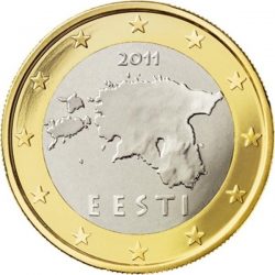 На всіх естонських монетах зображені контури кордонів Естонії