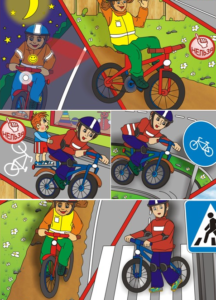 Відразу разом з навчанням дітей катанню розповідайте про правила дорожнього руху і сигналізації велосипедиста руками
