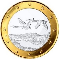 Основним мотивом монети художник Пертті Майкін (Pertti Makinen) вибрав зображення двох лебедів, що летіли над озером