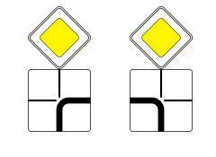 Табличка вказує, що головна на перехресті змінює напрямок, а значить, ми будемо здійснювати на перехресті маневр правого або лівого повороту